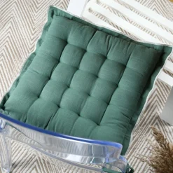 Galette De Chaise|STOF Coussin de chaise carré coton (38 x 38 cm) Helios Vert