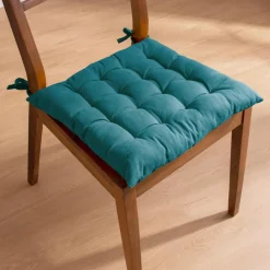 Galette De Chaise|EMINZA Coussin de chaise carré coton (40 x 40 cm) Pixel Bleu canard