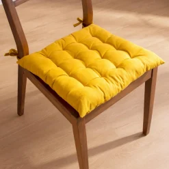Galette De Chaise|EMINZA Coussin de chaise carré coton (40 x 40 cm) Pixel Jaune moutarde