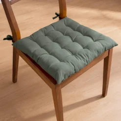 Galette De Chaise|EMINZA Coussin de chaise carré coton (40 x 40 cm) Pixel Vert kaki