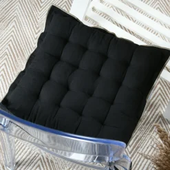 Galette De Chaise|STOF Coussin de chaise carré coton (38 x 38 cm) Helios Noir
