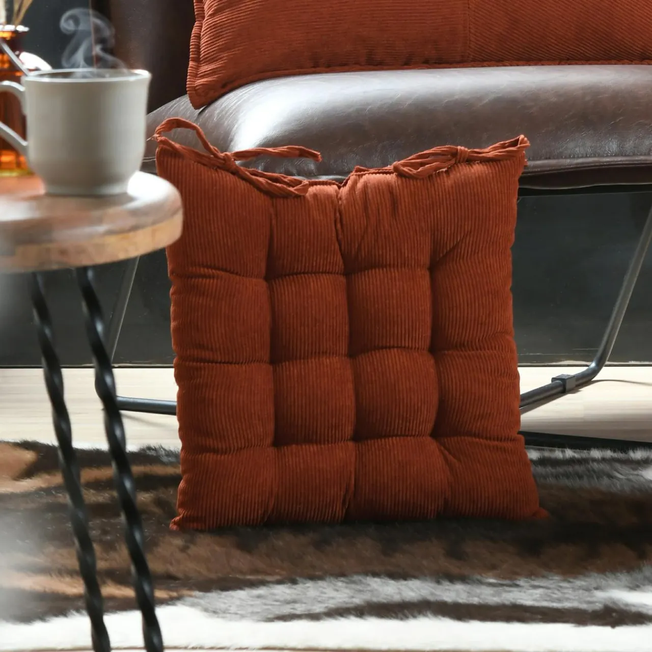 Galette De Chaise|STOF Coussin de chaise carré velours (38 x 38 cm) Dandy Terracotta