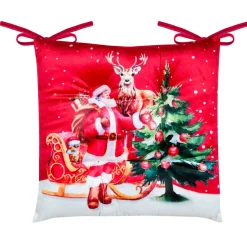 Plaid, Coussin Et Tapis De Noël|STOF Coussin de chaise carré velours (38 x 38 cm) Réveillon de Noël Rouge