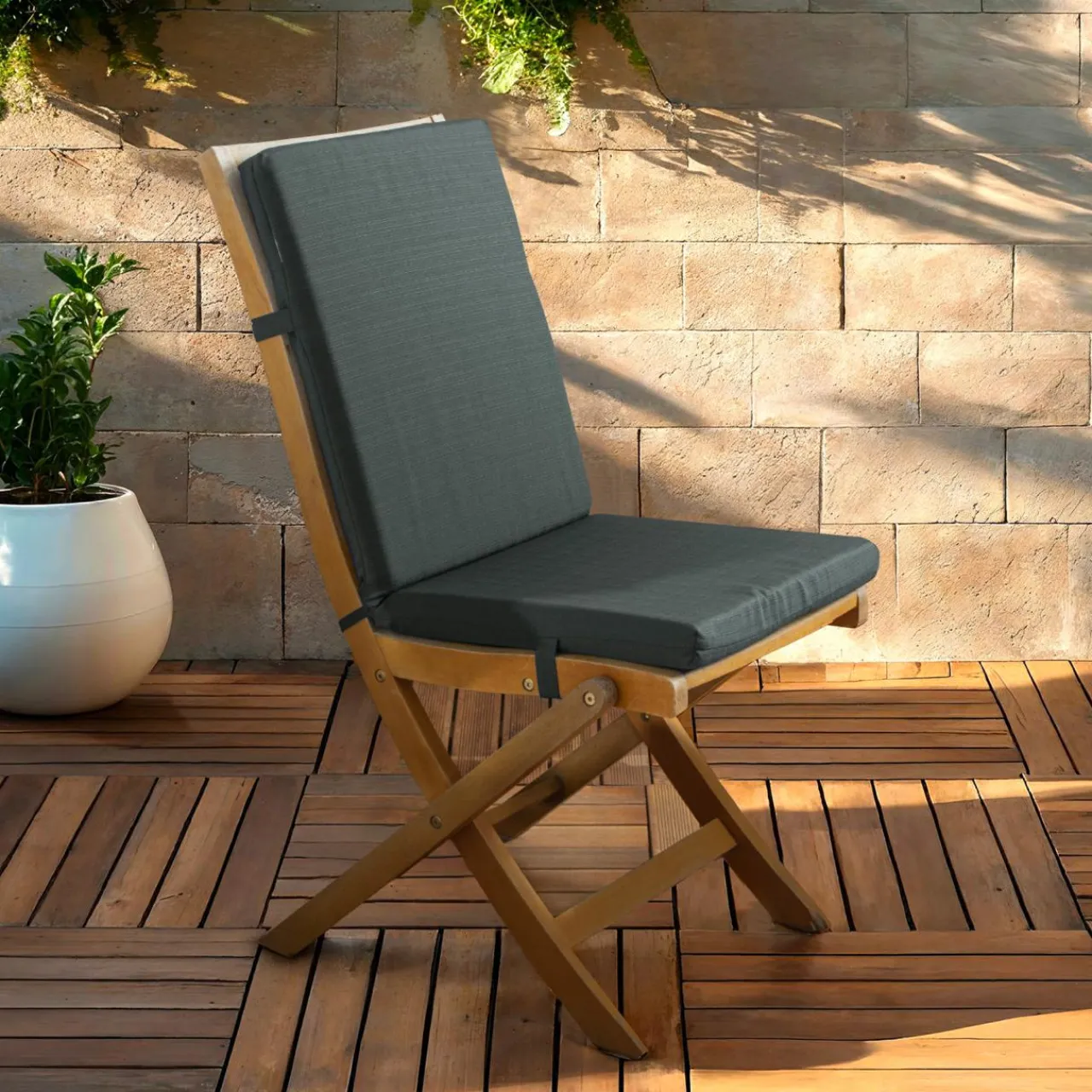 Coussin Chaise Et Fauteuil|Accessoires Et Coussins|EMINZA Coussin de chaise extérieur avec dossier (90 x 40 cm) Sunset Gris Anthracite