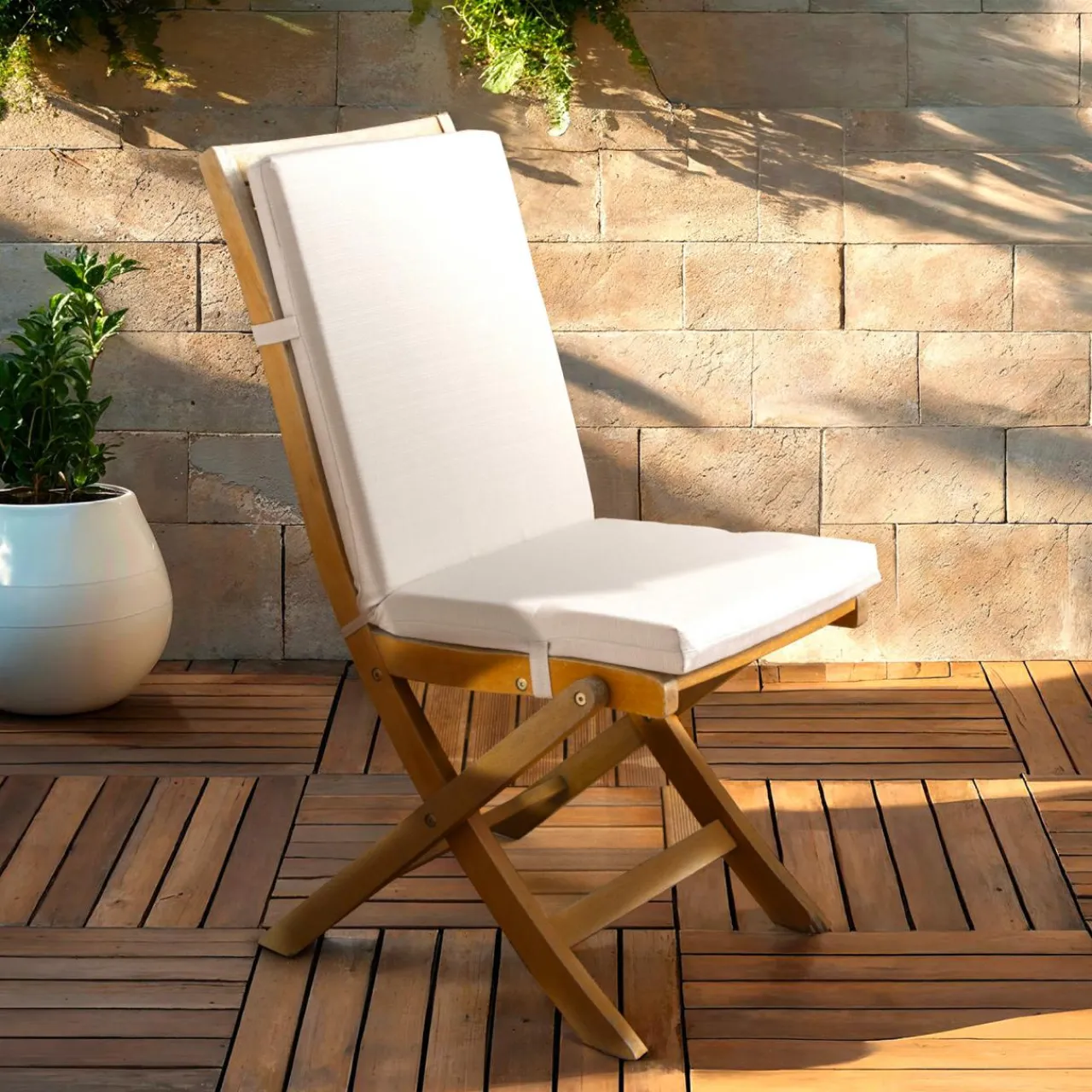 Coussin Chaise Et Fauteuil|Accessoires Et Coussins|EMINZA Coussin de chaise extérieur avec dossier (90 x 40 cm) Sunset Ecru