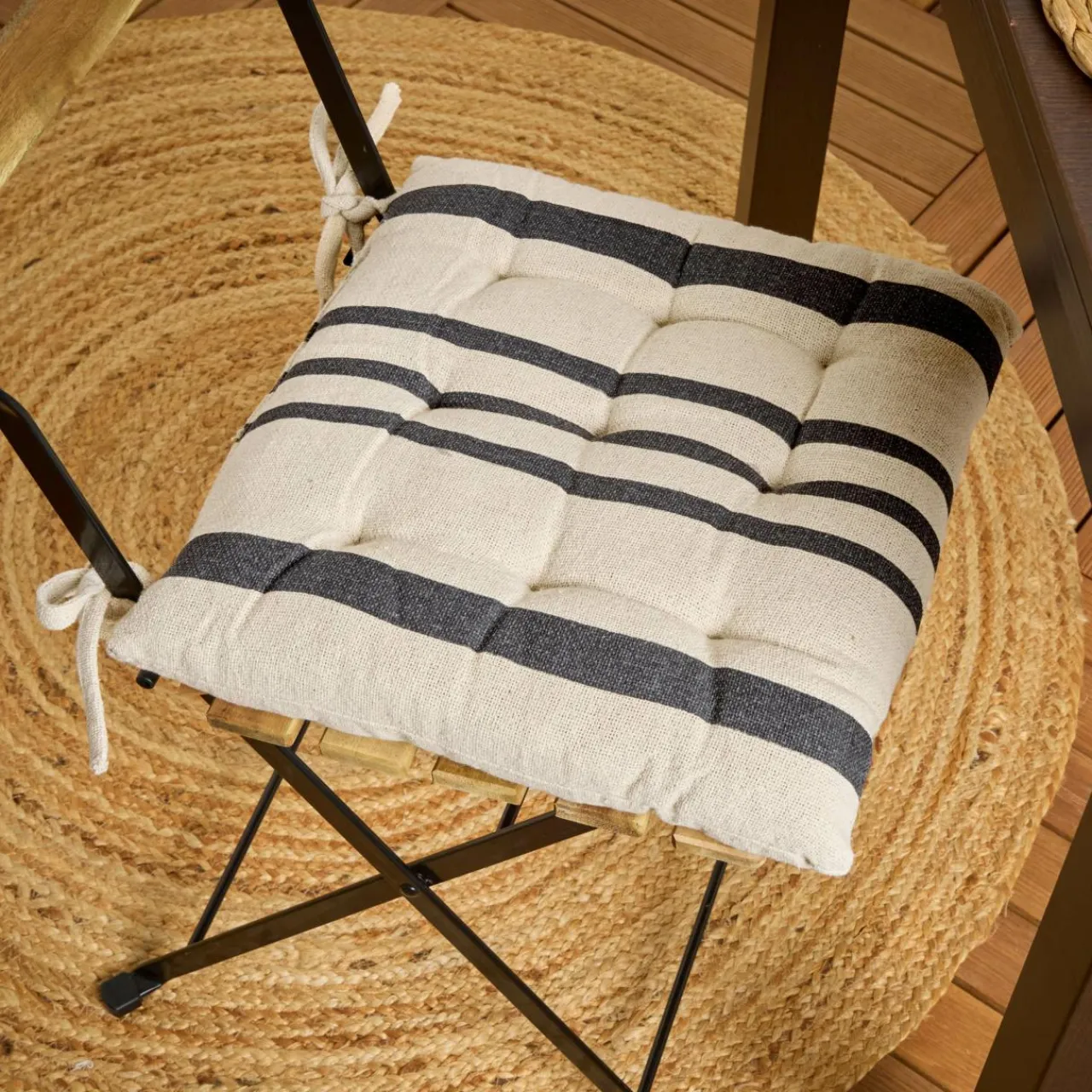 Coussin Chaise Et Fauteuil|EMINZA Coussin de chaise extérieur carré (38 x 38 cm) Nautira Gris ardoise