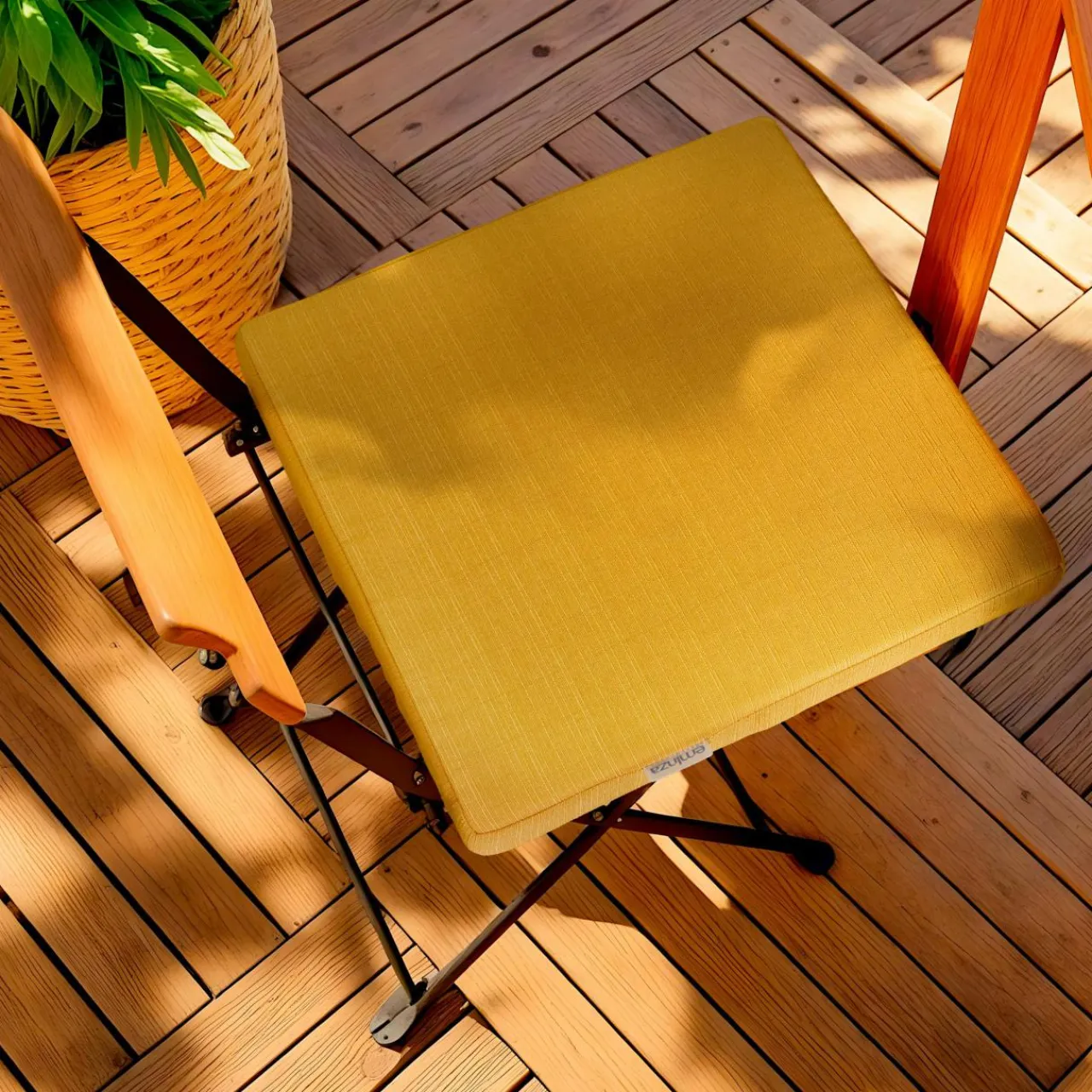 Coussin Chaise Et Fauteuil|Accessoires Et Coussins|EMINZA Coussin de chaise extérieur carré (40 x 40 cm) Sunset Jaune moutarde