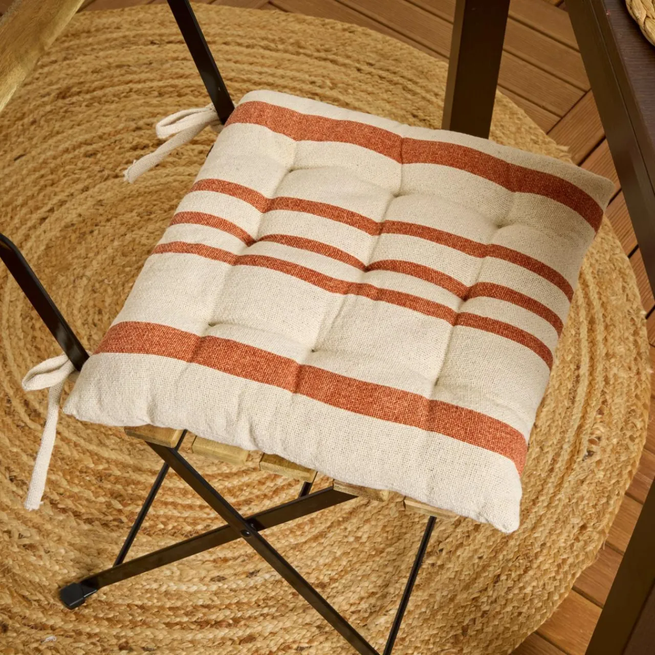 Coussin Chaise Et Fauteuil|EMINZA Coussin de chaise extérieur carré (38 x 38 cm) Nautira Orange