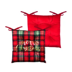 Plaid, Coussin Et Tapis De Noël|STOF Coussin de chaise Noël carré velours (38 x 38 cm) Harold Bordeaux