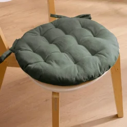 Galette De Chaise|EMINZA Coussin de chaise rond coton (40 cm) Pixel Vert kaki