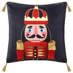 Plaid, Coussin Et Tapis De Noël|Feeric Lights & Christmas Coussin de Noël carré (40 cm) Casse-noisette Bleu marine