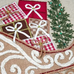Plaid, Coussin Et Tapis De Noël|STOF Coussin de Noël carré brodé (45 x 45 cm) Traineau Beige
