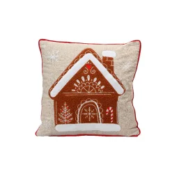 Plaid, Coussin Et Tapis De Noël|KAEMINGK Coussin de Noël carré coton (45 x 45 cm) Maison Rouge