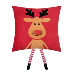 Plaid, Coussin Et Tapis De Noël|STOF Coussin de Noël carré velours (45 x 45 cm) Edgard Renne Caramel Rouge