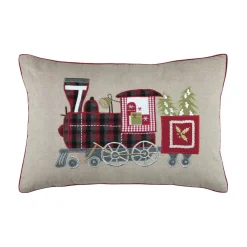 Plaid, Coussin Et Tapis De Noël|STOF Coussin de Noël rectangulaire coton (40 x 60 cm) Réveillon Locomotive Taupe