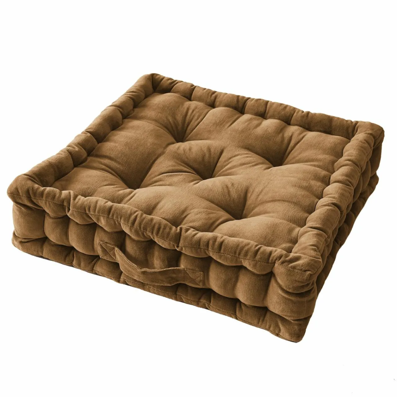 Coussin De Sol|EMINZA Coussin de sol carré velours de coton (50 x 50 cm) Victor Camel