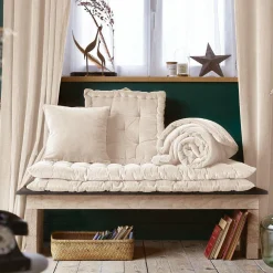 Coussin De Sol|EMINZA Coussin de sol carré velours de coton (50 x 50 cm) Victor pampa Beige