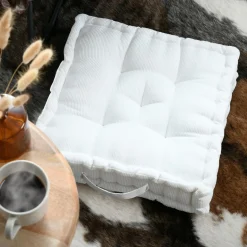 Coussin De Sol|STOF Coussin de sol carré velours (45 x 45 cm) Dandy Ecru