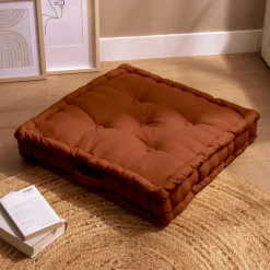 Coussin De Sol|EMINZA Coussin de sol coton (60 x 60 cm) Pixel Terracotta