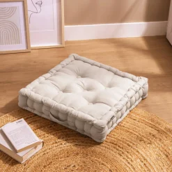 Coussin De Sol|EMINZA Coussin de sol coton (50 x 50 cm) Pixel Beige