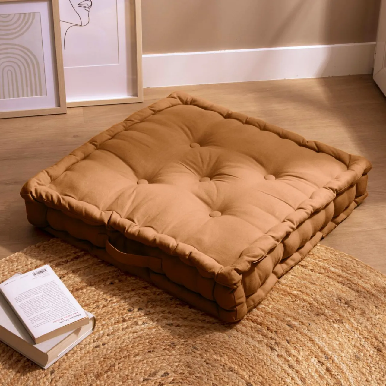 Coussin De Sol|EMINZA Coussin de sol coton (60 x 60 cm) Pixel Camel