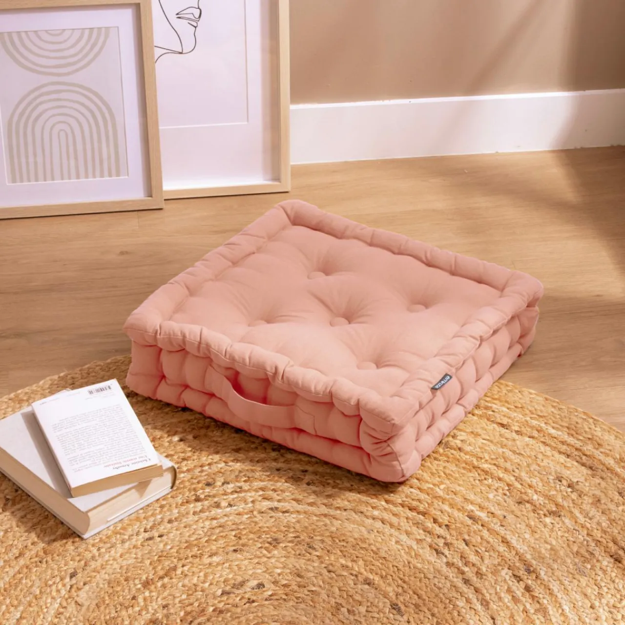 Coussin De Sol|EMINZA Coussin de sol coton (40 x 40 cm) Pixel Rose Pêche