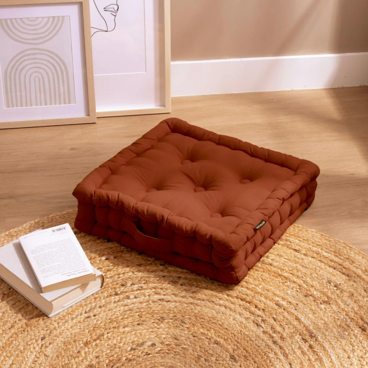 Coussin De Sol|EMINZA Coussin de sol coton (40 x 40 cm) Pixel Terracotta