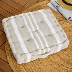 Accessoires Et Coussins|Coussin Déco D'Extérieur|EMINZA Coussin de sol extérieur (45 x H10 cm) Nautira Ecru