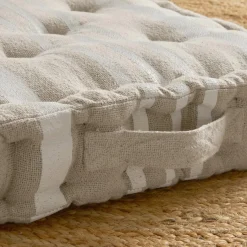 Accessoires Et Coussins|Coussin Déco D'Extérieur|EMINZA Coussin de sol extérieur (45 x H10 cm) Nautira Ecru