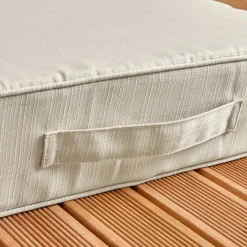 Accessoires Et Coussins|Coussin Déco D'Extérieur|EMINZA Coussin de sol extérieur déhoussable (45 x 45 cm) Sunset Ecru