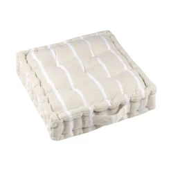 Coussin Déco D'Extérieur|Coussin Déco D'Extérieur|EMINZA Coussin de sol extérieur toile de coton (45 x 45 cm) Ocealys Blanc