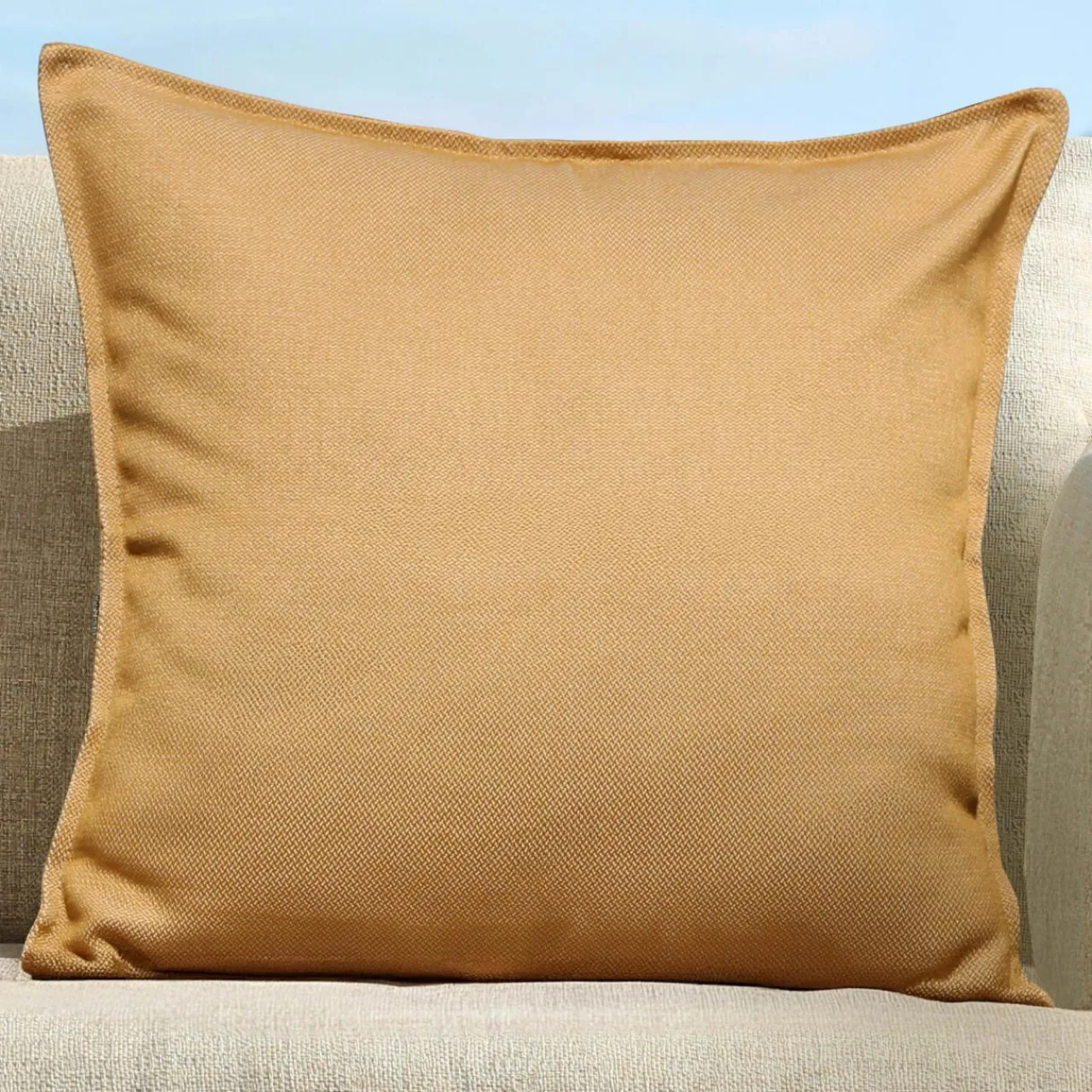 Accessoires Et Coussins|Coussin Déco D'Extérieur|MOBELLIA Coussin extérieur carré (45 x 45 cm) Boraé Ocre Jaune ocre