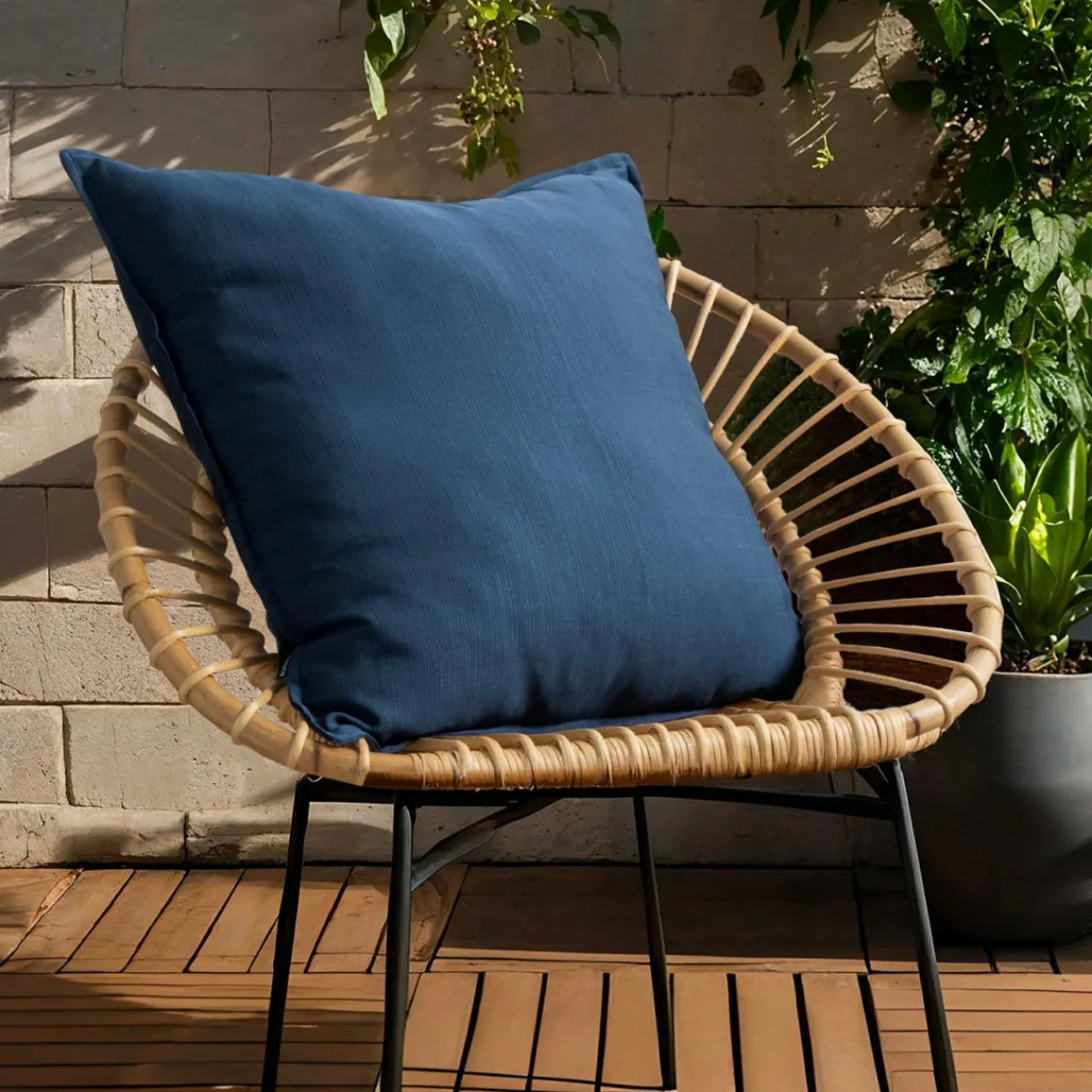 Accessoires Et Coussins|Coussin Déco D'Extérieur|EMINZA Coussin extérieur carré (60 x 60 cm) Sunset Bleu nuit