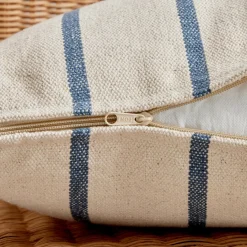 Coussin Déco D'Extérieur|Coussin Déco D'Extérieur|EMINZA Coussin extérieur carré toile de coton (50 x 50 cm) Ocealys Bleu marine