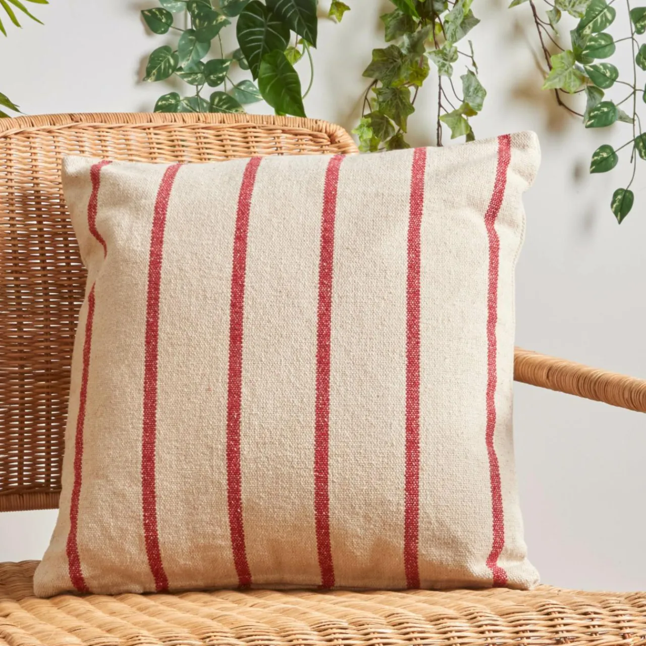 Coussin Déco D'Extérieur|Coussin Déco D'Extérieur|EMINZA Coussin extérieur carré toile de coton (50 x 50 cm) Ocealys Rouge