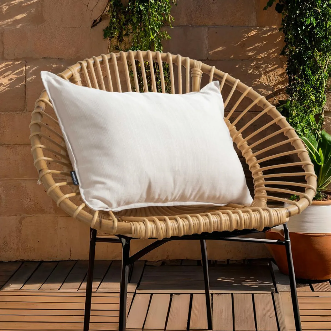 Accessoires Et Coussins|Coussin Déco D'Extérieur|EMINZA Coussin extérieur rectangulaire (40 x 60 cm) Sunset Ecru