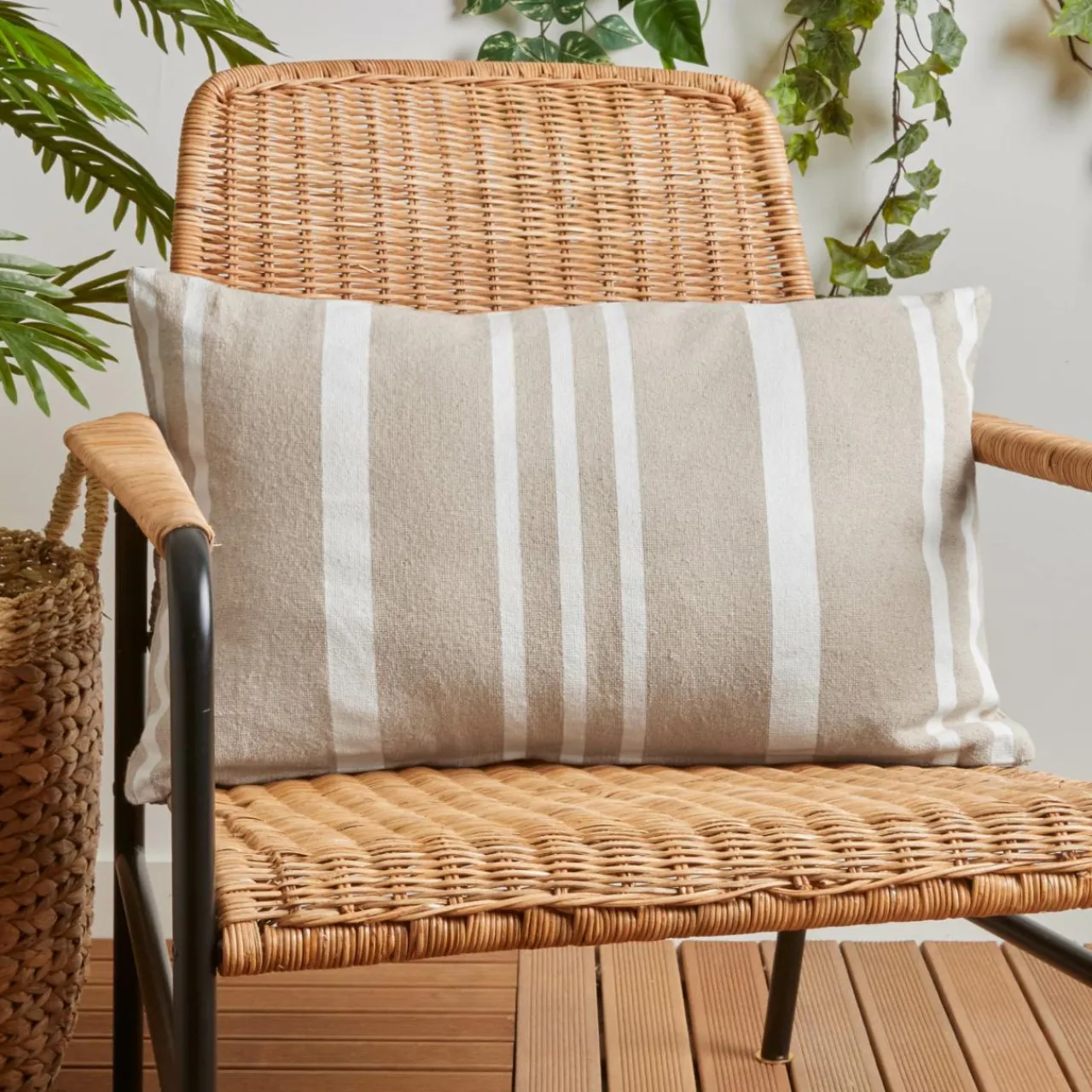 Accessoires Et Coussins|Coussin Déco D'Extérieur|EMINZA Coussin extérieur rectangulaire (40 x 60 cm) Nautira Ecru