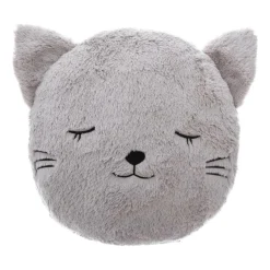 Coussin Et Plaid Enfant|Coussin Et Plaid Enfant|Atmosphera createur d'interieur for kids Coussin fausse fourrure enfant (27 cm) Chat Gris