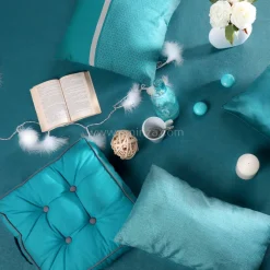 Coussin Et Housse|LOVELY CASA Coussin rectangulaire (30 x 50 cm) Béa Bleu canard