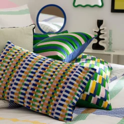 Coussin Et Housse|Atmosphera, cru017dateur d'intu017drieur Coussin rectangulaire brodé (30 x 50 cm) Disso Multicolore