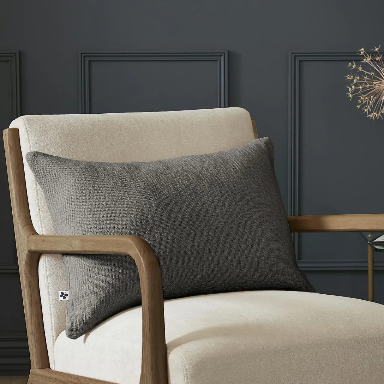 Coussin Et Housse|L'EFFET PAPILLON Coussin rectangulaire coton (40 x 60 cm) Sixtine Gris ardoise Gris foncé