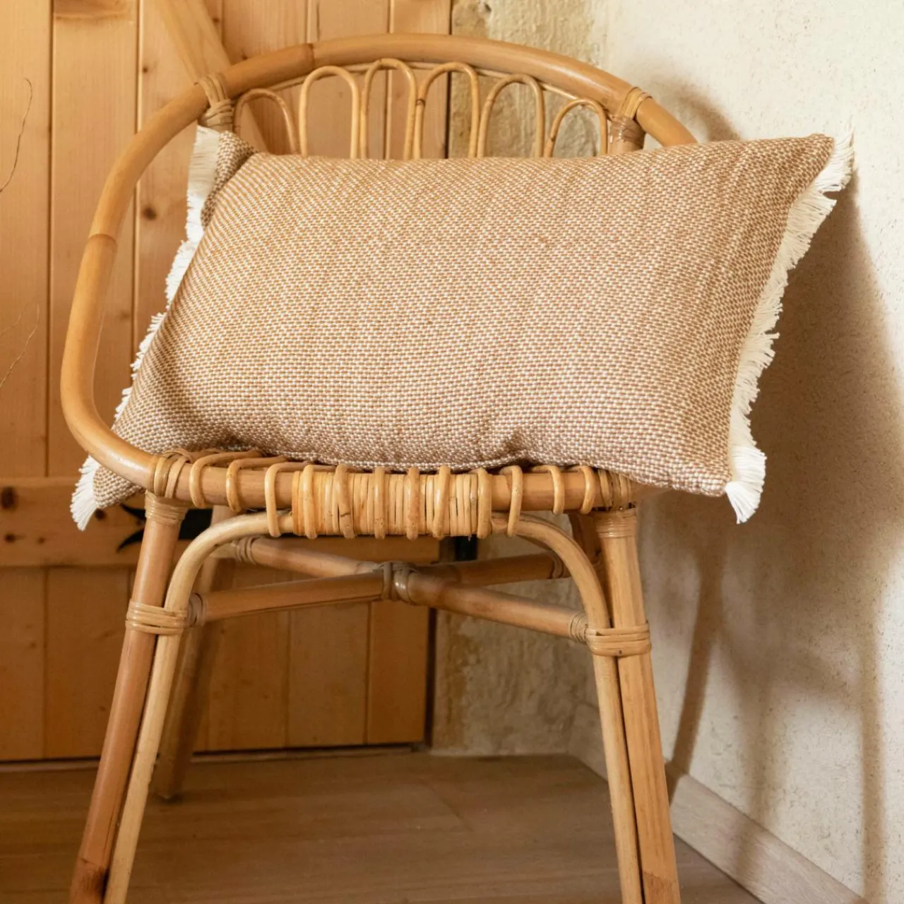 Coussin Et Housse|EMINZA Coussin rectangulaire coton texturé (50 x 80 cm) Jamy Marron