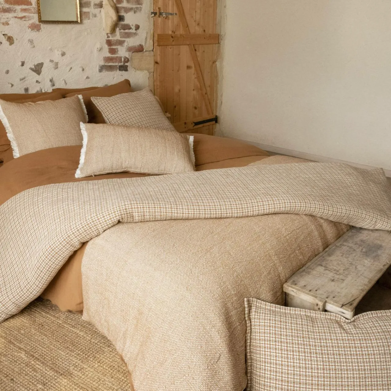 Coussin Et Housse|EMINZA Coussin rectangulaire coton texturé (50 x 80 cm) Jamy Marron