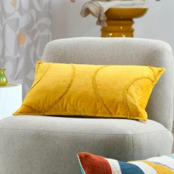 Coussin Et Housse|STOF Coussin rectangulaire coton (30 x 50 cm) Blokken Jaune moutarde