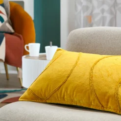 Coussin Et Housse|STOF Coussin rectangulaire coton (30 x 50 cm) Blokken Jaune moutarde