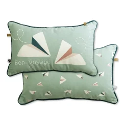 Coussin Et Plaid Enfant|Coussin Et Plaid Enfant|L'EFFET PAPILLON Coussin rectangulaire enfant coton (30 x 50 cm) Petits papiers e Bleu