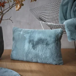 Coussin Et Housse|EMINZA Coussin rectangulaire fausse fourrure (40 x 60 cm) Finn Bleu