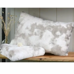 Coussin Et Housse|LOVELY CASA Coussin rectangulaire fausse fourrure (80 cm) Harald Beige