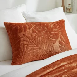 Coussin Et Housse|EMINZA Coussin rectangulaire flanelle (40 x 60 cm) Flore Cuivre