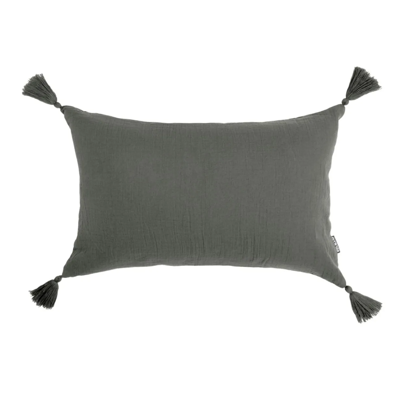 Coussin Et Housse|EMINZA Coussin rectangulaire gaze de coton (40 x 60 cm) Gaïa Gris granit Gris foncé